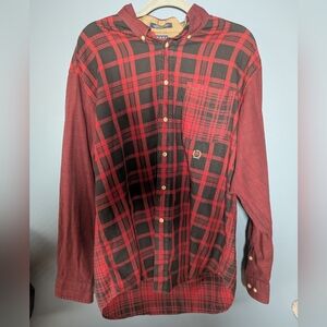 Vintage Tommy Hilfiger Red/Black Plaid Button-Up Shirt Longsleeves Size Large